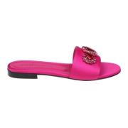 Roberto Festa Fuchsia Satin Toffel med Stenar Pink, Dam