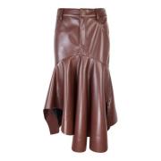 Philosophy di Lorenzo Serafini Brun Asymmetrisk Ruffle Midi Kjol Brown...