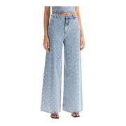 Self Portrait Vida Ben Rhinestone Smyckade Jeans Blue, Dam