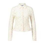 Msgm Spetsblus Elegant Stil Beige, Dam