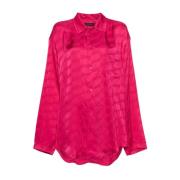 Balenciaga Fuchsia Jacquard Logo Skjorta Pink, Dam