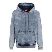 Diesel Blå Marmorerad Denim Sweatshirt Aw24 Blue, Herr