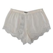 Dolce & Gabbana Vita Sidenblommiga Spetsunderkläder Shorts White, Dam