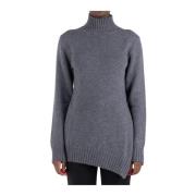 Jil Sander Grå Turtleneck Tröja Asymmetrisk Nederkant Gray, Dam