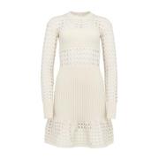 Alexander McQueen Vit Mesh Design Flared Klänning White, Dam