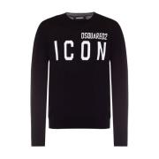 Dsquared2 Rundhalsad Stickad Tröja för Män Black, Herr