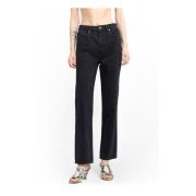 Khaite Svarta High-Waisted Straight Fit Jeans Black, Dam