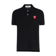 Comme des Garçons Play Svart Polo Skjorta med Överlappande Hjärtan Bla...