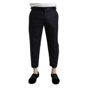 Dolce & Gabbana Elegant Cropped Dress Pants i Blå Black, Herr