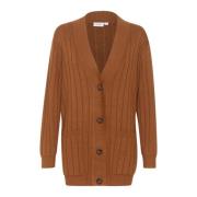 Saint Tropez Mjuk Stickad Kofta Fumikosz Nuthatch Brown, Dam