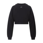 Off White Svart Crop Sweatshirt med Bolero Insats Black, Dam