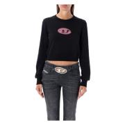 Diesel Svart Ros Stickat Sweatshirt Aw24 Black, Dam