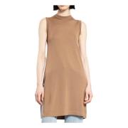 Max Mara Räfflad Mock Neck Ärmlös Topp Beige, Dam