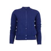 Armani Jeans Ull Cardigan Snap Button Stängning Blue, Dam