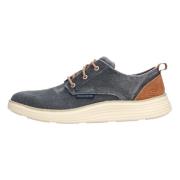 Skechers Vintage Tvättad Canvas och Mocka Oxford Sneaker Blue, Herr