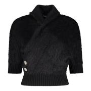 Balmain V-ringad Tröja med Prydda Knappar Black, Dam