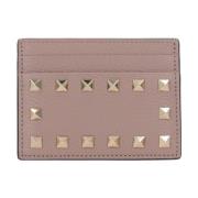 Valentino Garavani Studded Leather Card Holder Beige, Dam