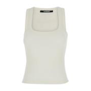 Jacquemus Vit Tanktop Ärmlös Logo Patch White, Dam