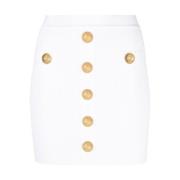 Balmain Vit Kjol med Guldiga Knappar White, Dam