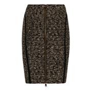 Balmain Lurex Tweed Knälång Kjol Black, Dam