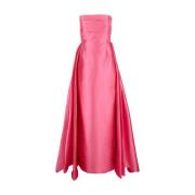 Solace London Rosa Satin Plisserad Lång Klänning Pink, Dam