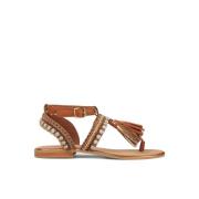 Alma EN Pena Fringed Toe Sandal Brown, Dam