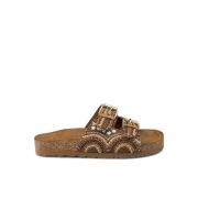 Alma EN Pena Spänne Smyckad Platta Sandal Brown, Dam