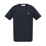 Stone Island Blå Jersey Logo Patch Crew Neck Blue, Herr