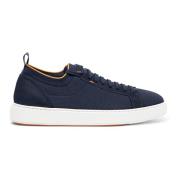 Santoni Stretch Stickad Slip-On Sneaker Blue, Herr