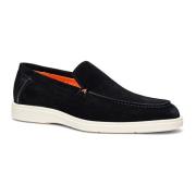 Santoni Suede Loafer Black, Herr