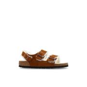 Birkenstock `Milano Suede Shearling` Sandaler Brown, Dam