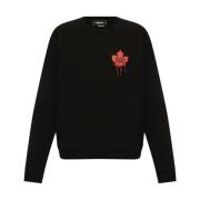 Dsquared2 Logo Print Crew Neck Sweater Black, Herr