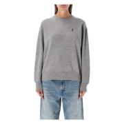 Ralph Lauren Vintage Classic Pony Stickad Sweatshirt Gray, Dam