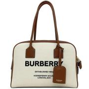 Burberry Vintage Pre-owned Canvas axelremsvskor Beige, Dam