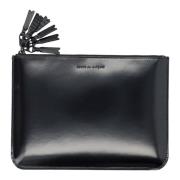 Comme des Garçons Svart Läder Tassel Dragkedja Handväska Black, Dam