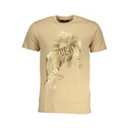 Cavalli Class Beige Print Logo T-Shirt Beige, Herr