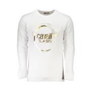 Cavalli Class Vit Bomullssweatshirt med Tryckt Logotyp White, Dam