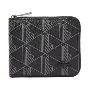 Lacoste Monogram Print Dragkedja Plånbok - Stiligt Design Black, Herr