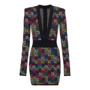 Balmain Pop monogram stickad klänning Multicolor, Dam