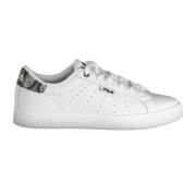 Fila Vit Polyester Sneaker med Snörning och Logotyp White, Dam