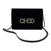 Jimmy Choo Marinblå Satin Läder Crossbody Väska Black, Dam