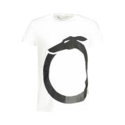 Trussardi Tryck Logo Rund Hals T-Shirt White, Herr