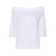 D.Exterior Vit Poplin Off-Shoulder Blus White, Dam