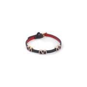 Valentino Garavani Röd Svart Läderarmband Black, Dam