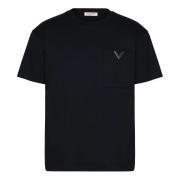 Valentino Garavani Svart Metallic V-Detalj T-shirts Polos Black, Herr