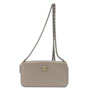 Chanel Vintage Pre-owned Laeder axelremsvskor Beige, Dam