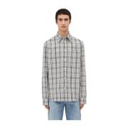 Bottega Veneta Vit Poplin Button-Up Skjorta Multicolor, Herr