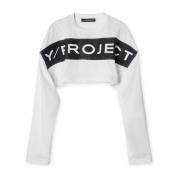 Y/Project Vit Rynkad Crop Top White, Dam