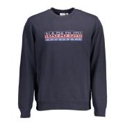 Napapijri Blå Sweatshirt Rund Hals Print Logo Blue, Herr