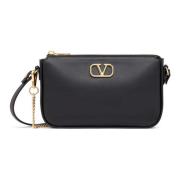 Valentino Garavani Svart Läder Crossbody Väska Black, Dam